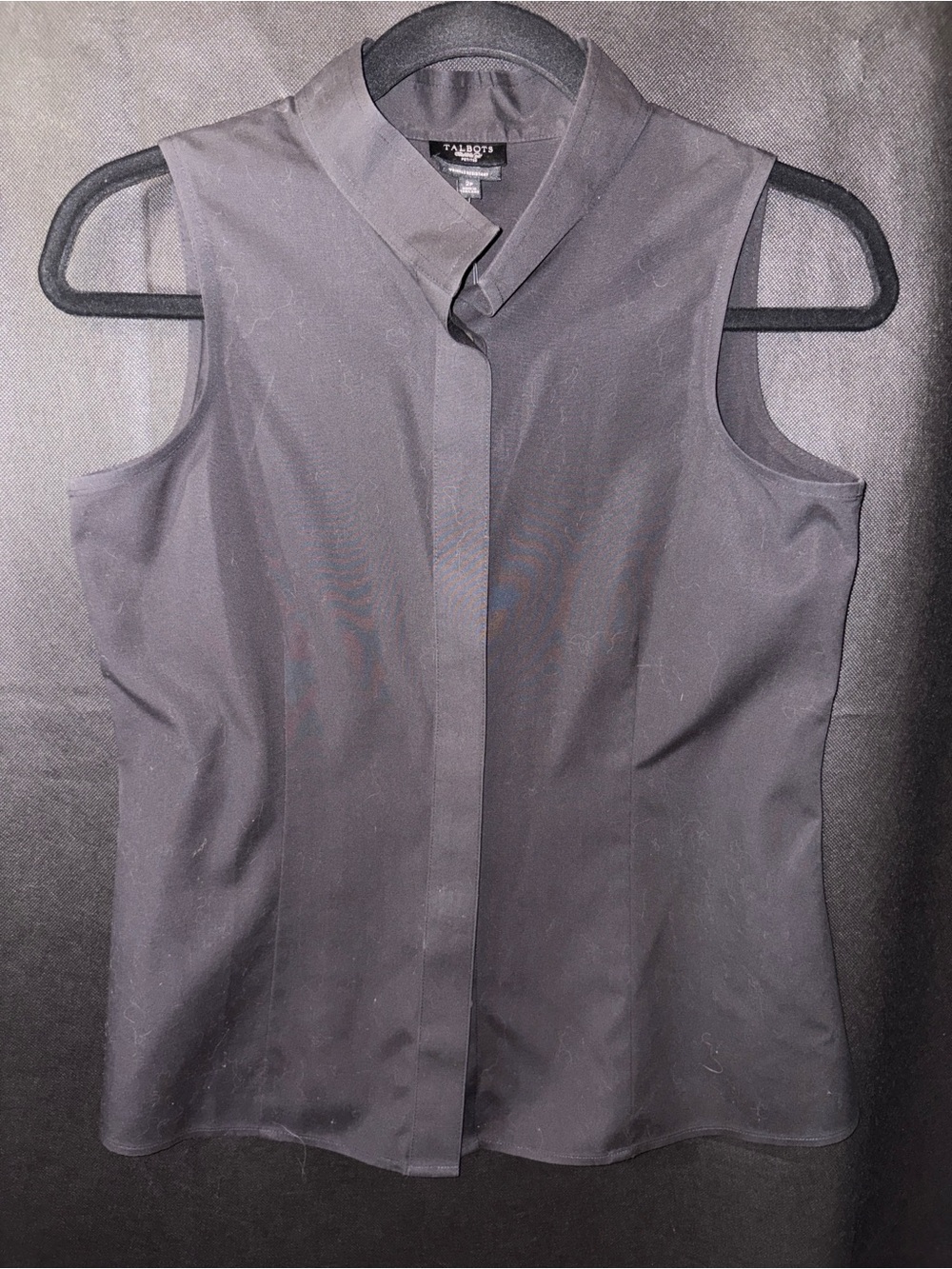 Talbots NWT Mandarin Collar Sleeveless Top 2P Black Professional Minimalist